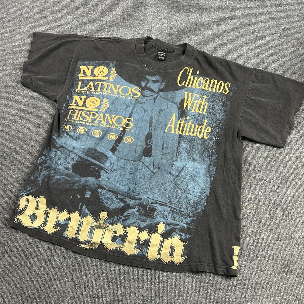 Vintage Brujeria Shirt Mens XL Black Chicanos With Attitude Raza Odiada 90s